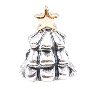 Pandora Christmas Tree Sterling Silver Charm With 14K Gold Star – Retired